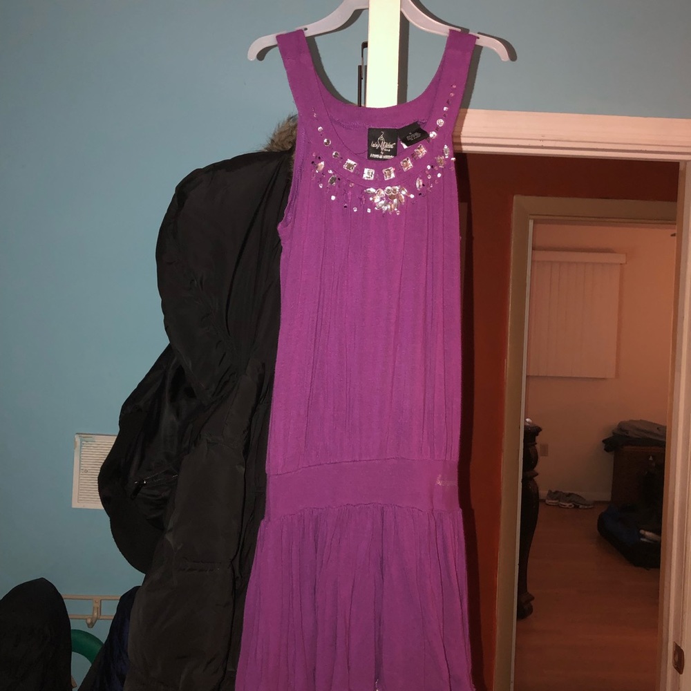 Knit purple frilly dress